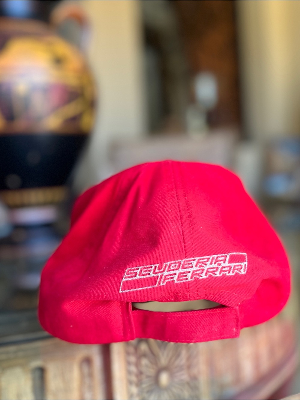 Red Baseball Cap with Silver Embroidered Shield Logo - Picture 11 of 15
